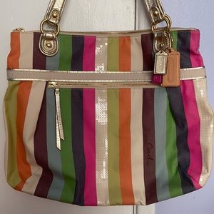 Coach Poppy Legacy Stripe Glam Tote